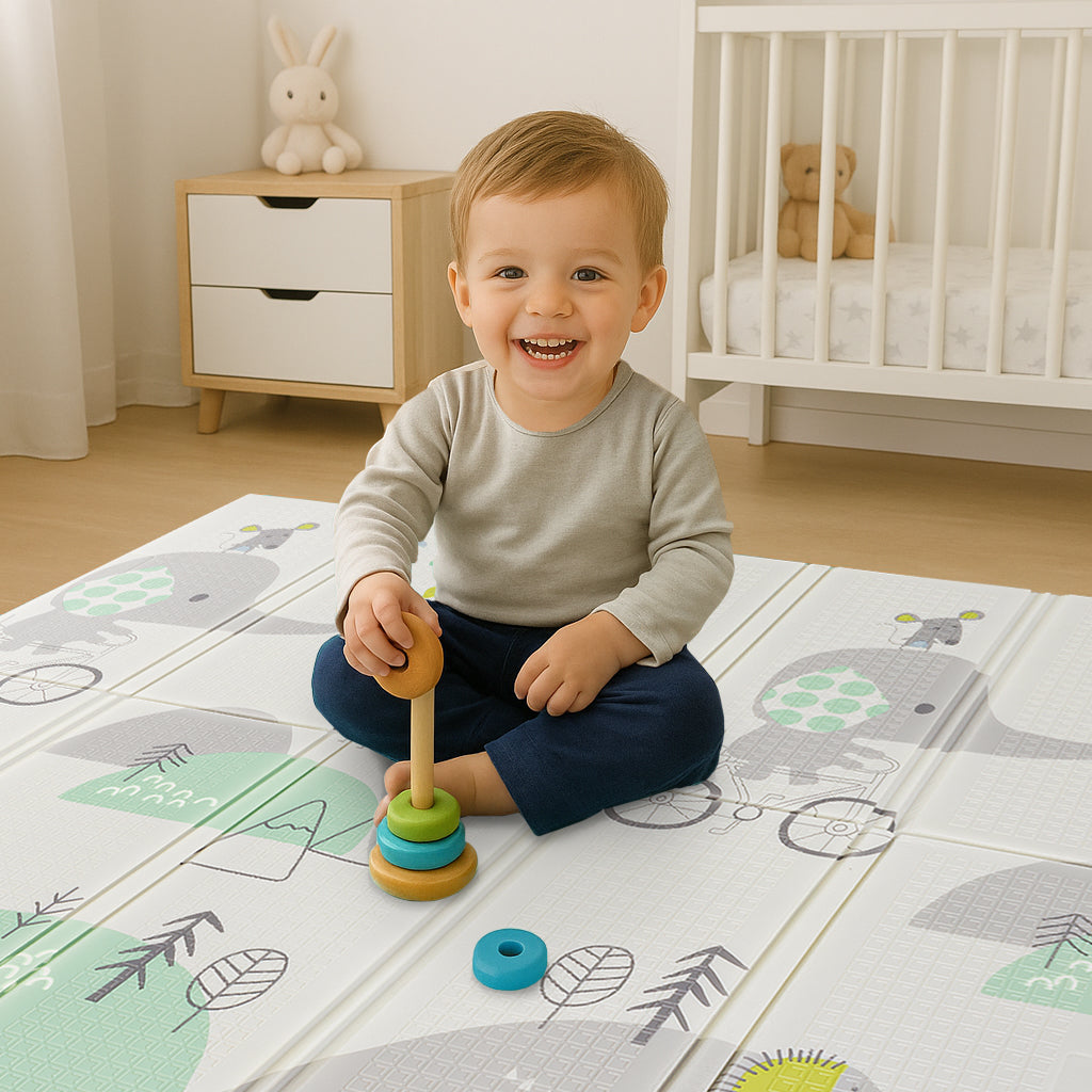 Almar Baby Alfombra Bebe Acolchada 1cm de Grosor Plegable Reversible Tapete de Actividades para Bebes y niños Modelo 2