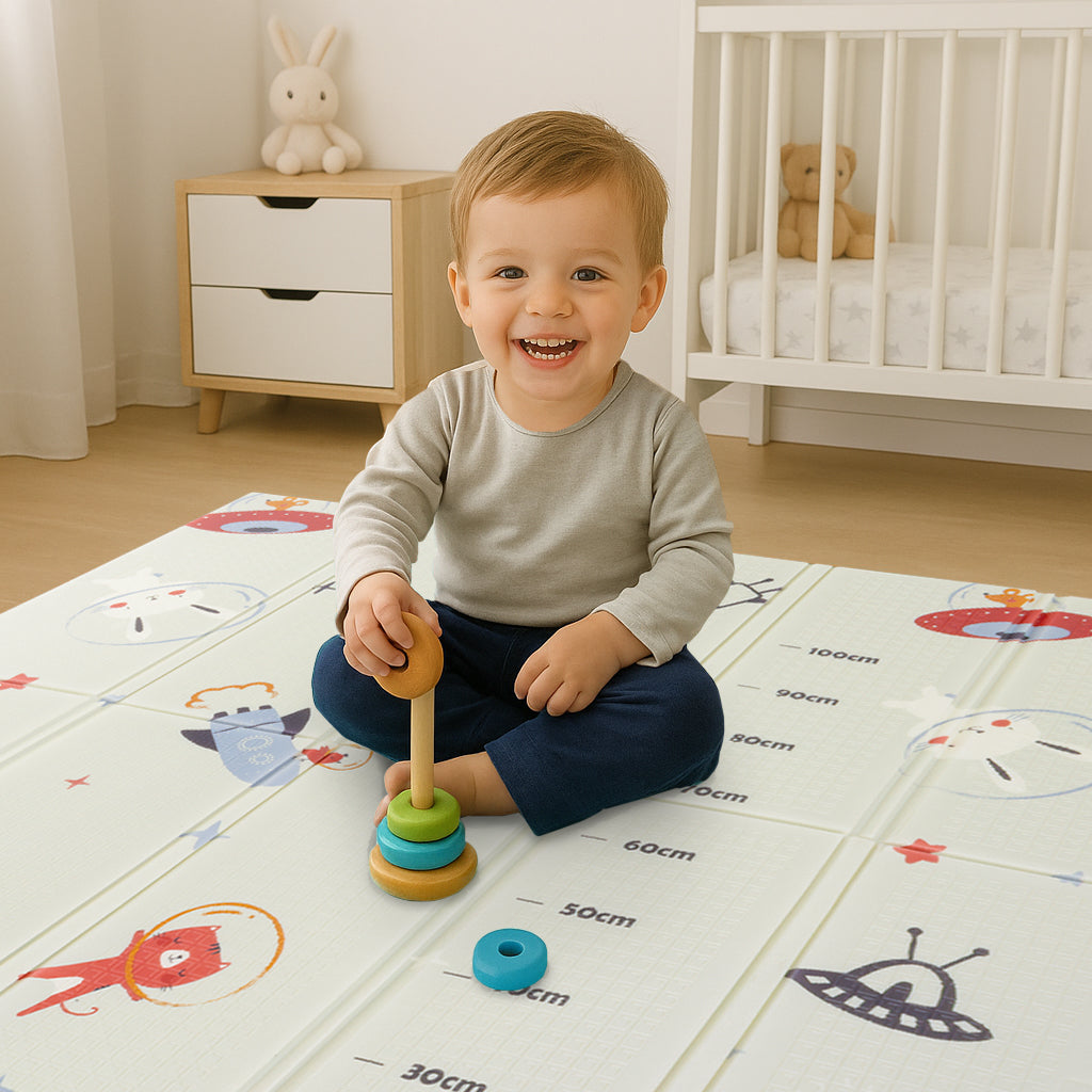 Almar Baby Alfombra Bebe Acolchada 1cm de Grosor Plegable Reversible Tapete de Actividades para Bebes y niños Modelo 1