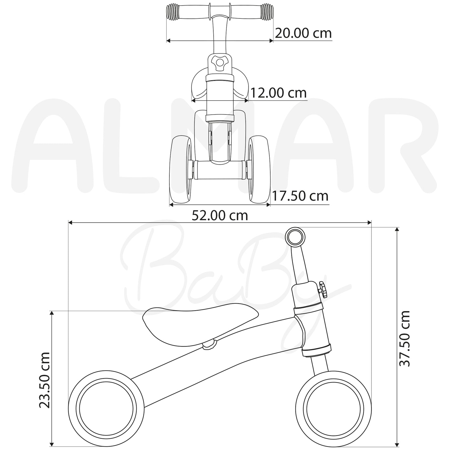 ALMAR Baby Bicicleta sin pedales para bebes de 12 a 24 meses bici de equilibrio para niños correpasillos bebe