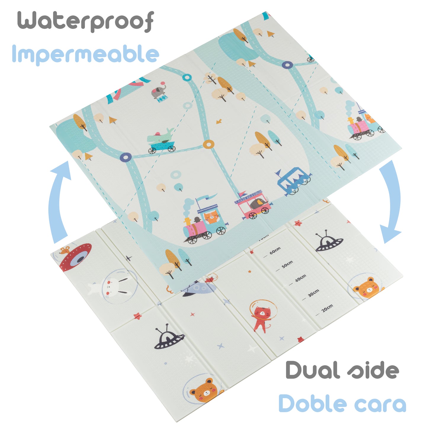Almar Baby Alfombra Bebe Acolchada 1cm de Grosor Plegable Reversible Tapete de Actividades para Bebes y niños Modelo 1