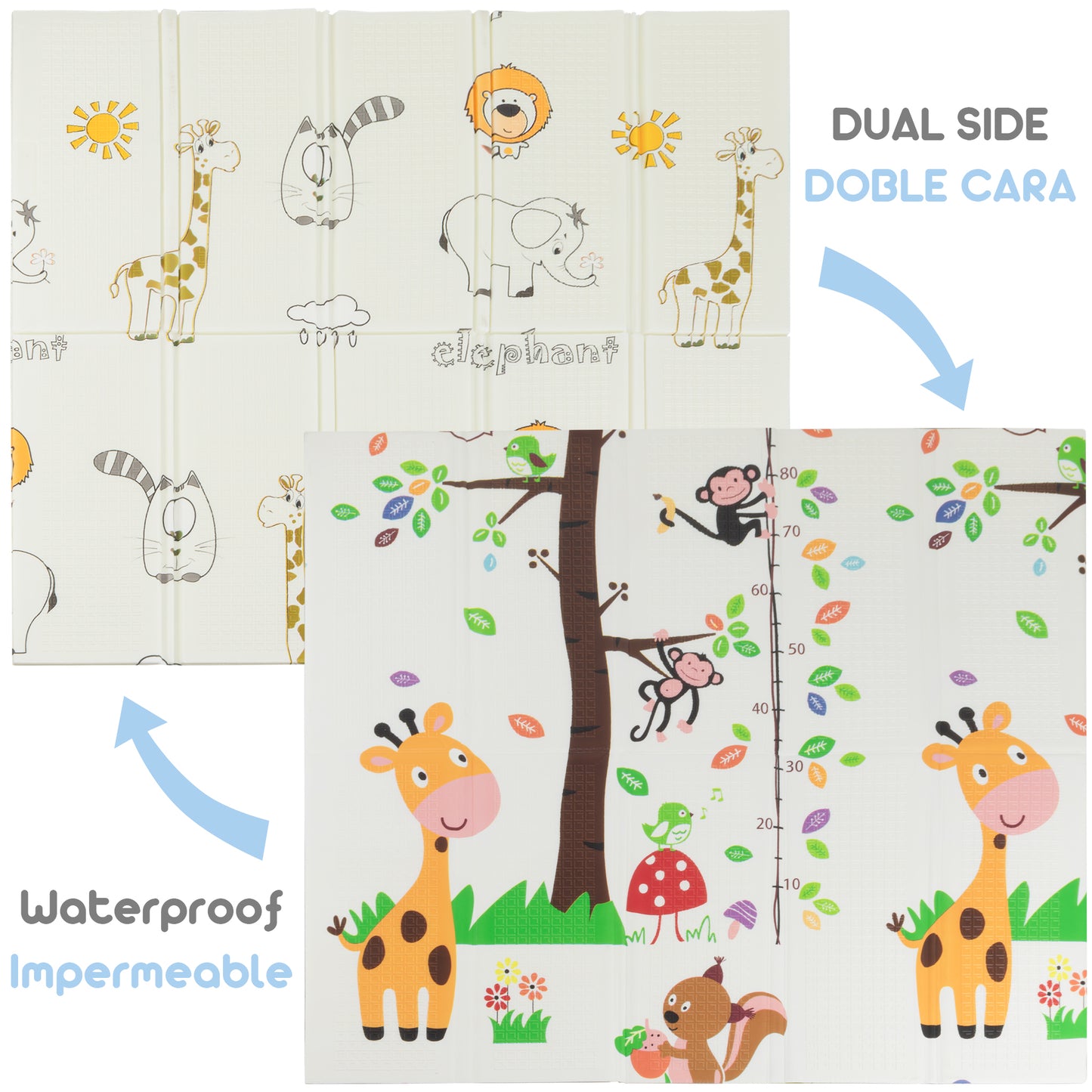 Almar Baby Alfombra Bebe Acolchada 1cm de Grosor Plegable Reversible Tapete de Actividades para Bebes y niños Modelo 4