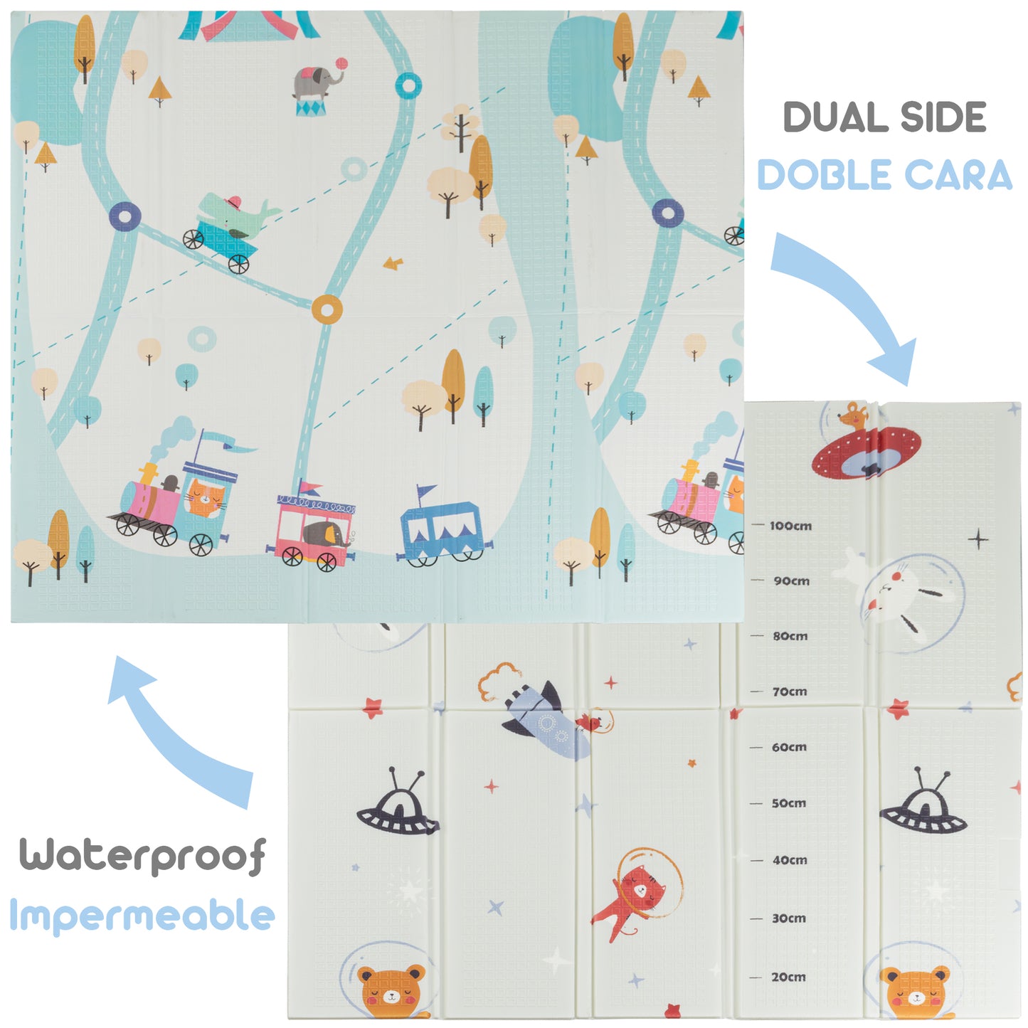 Almar Baby Alfombra Bebe Acolchada 1cm de Grosor Plegable Reversible Tapete de Actividades para Bebes y niños Modelo 1