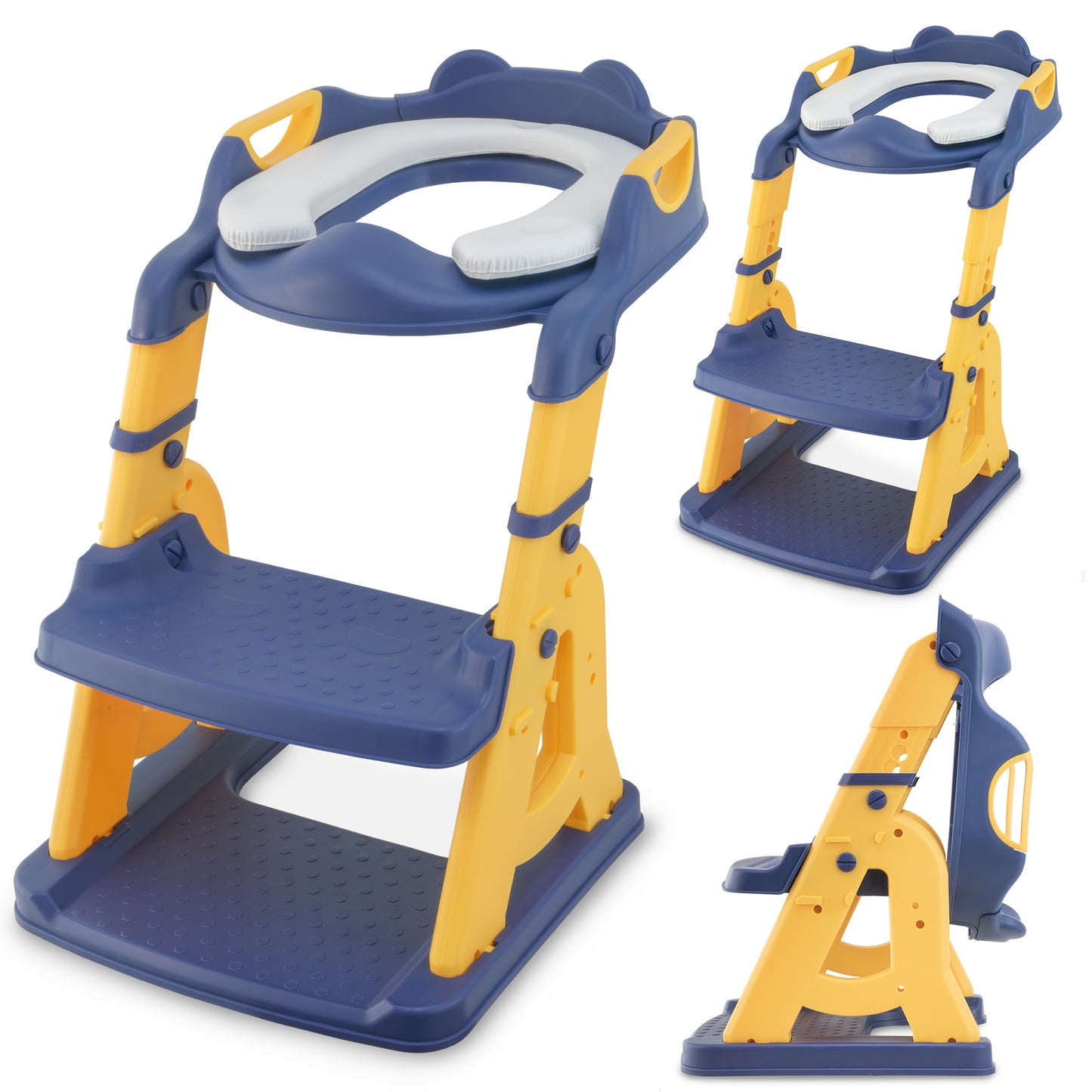 Escalera wc - Asiento Inodoro Infantil con Escalera – Reductor WC para Niño o Niña, con Peldaños Antideslizantes y Asiento Suave – Entrenador de Baño para Niños de 1 a 7 Años