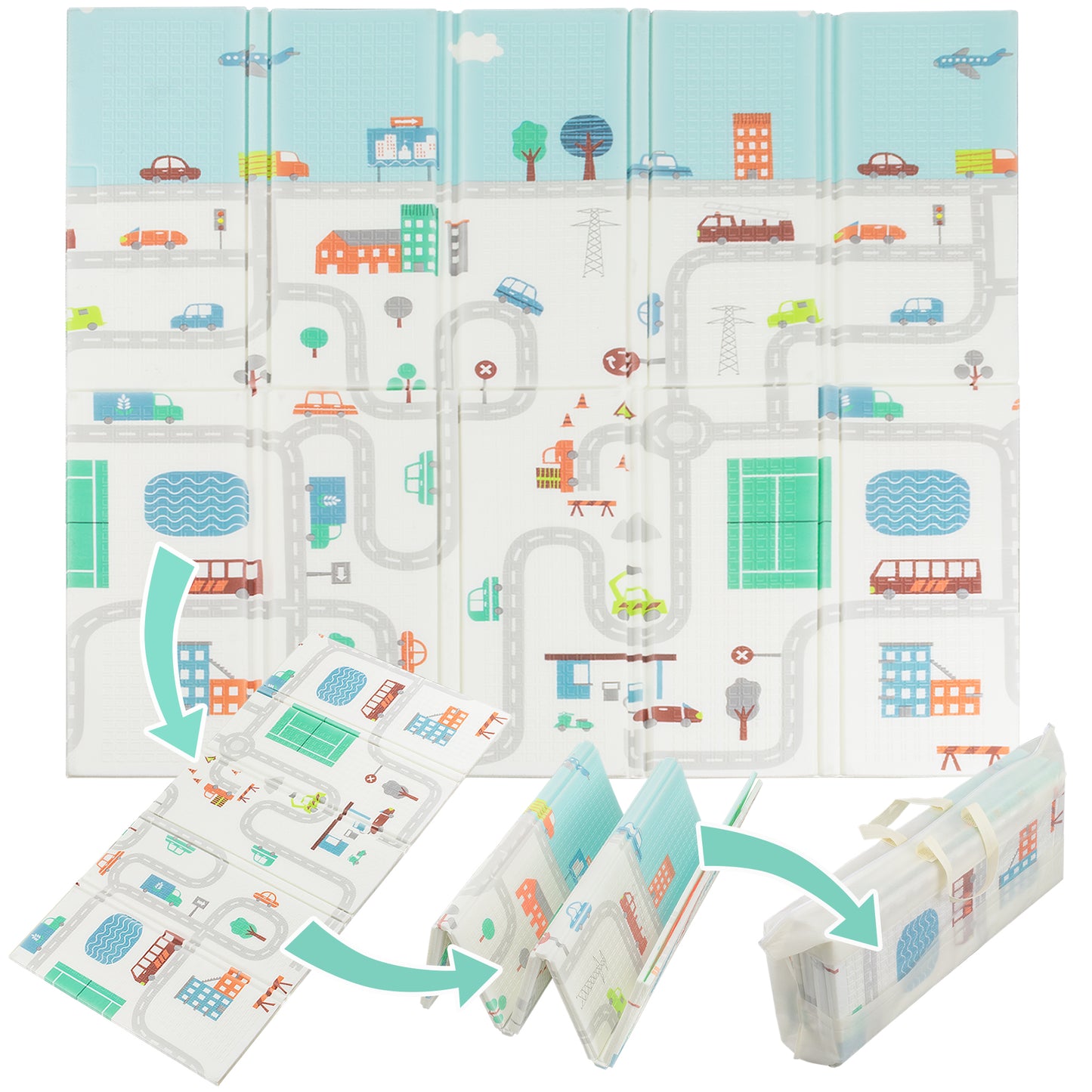 Almar Baby Alfombra Bebe Acolchada 1cm de Grosor Plegable Reversible Tapete de Actividades para Bebes y niños Modelo 3