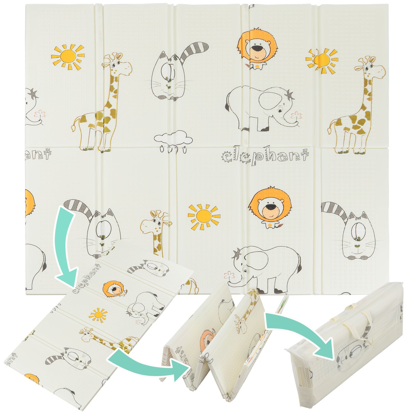 Almar Baby Alfombra Bebe Acolchada 1cm de Grosor Plegable Reversible Tapete de Actividades para Bebes y niños Modelo 4
