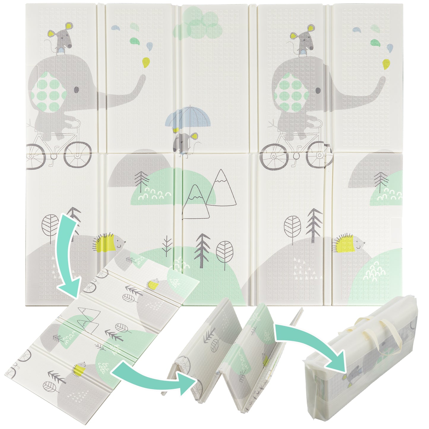 Almar Baby Alfombra Bebe Acolchada 1cm de Grosor Plegable Reversible Tapete de Actividades para Bebes y niños Modelo 2