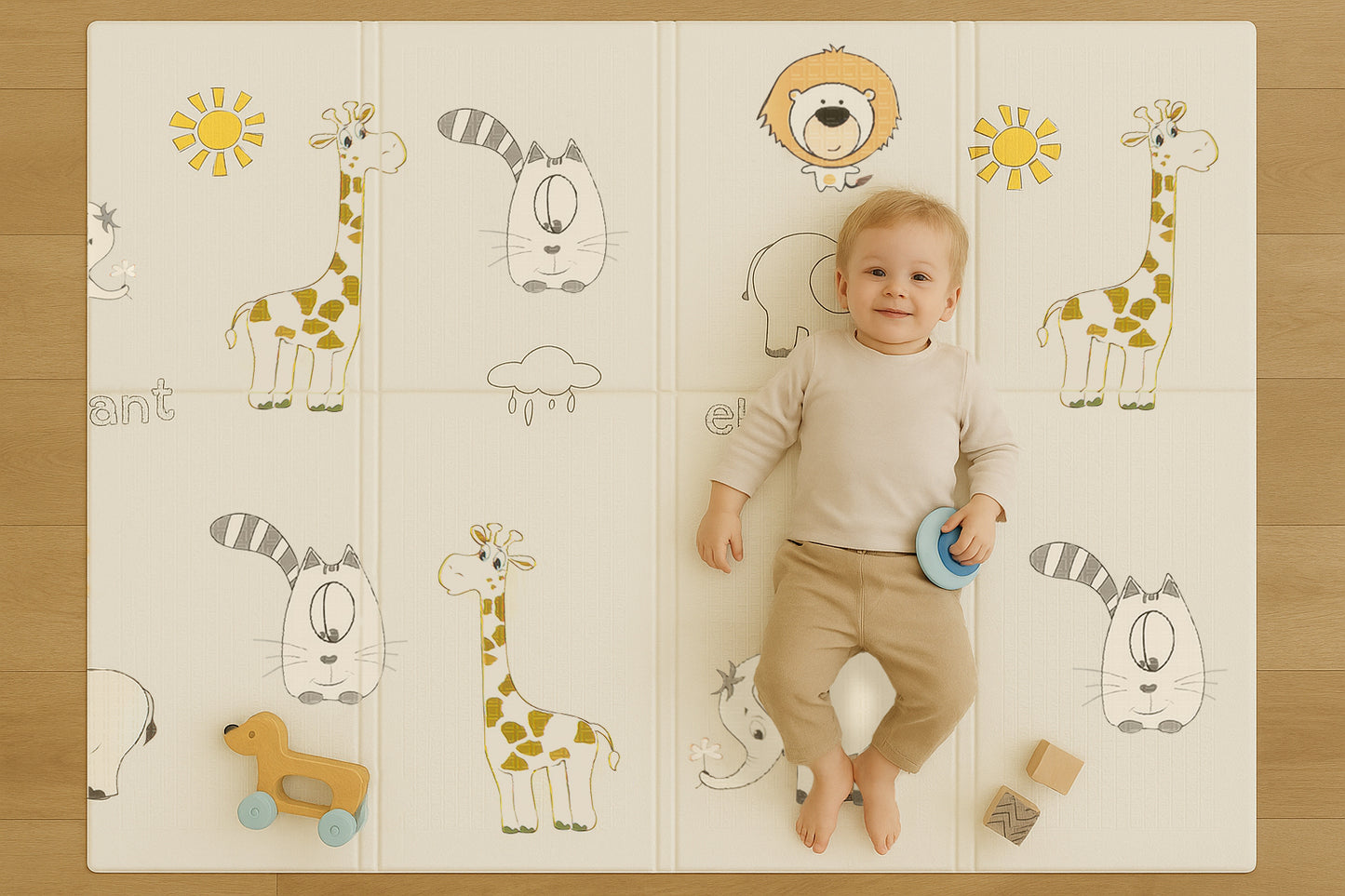 Almar Baby Alfombra Bebe Acolchada 1cm de Grosor Plegable Reversible Tapete de Actividades para Bebes y niños Modelo 4