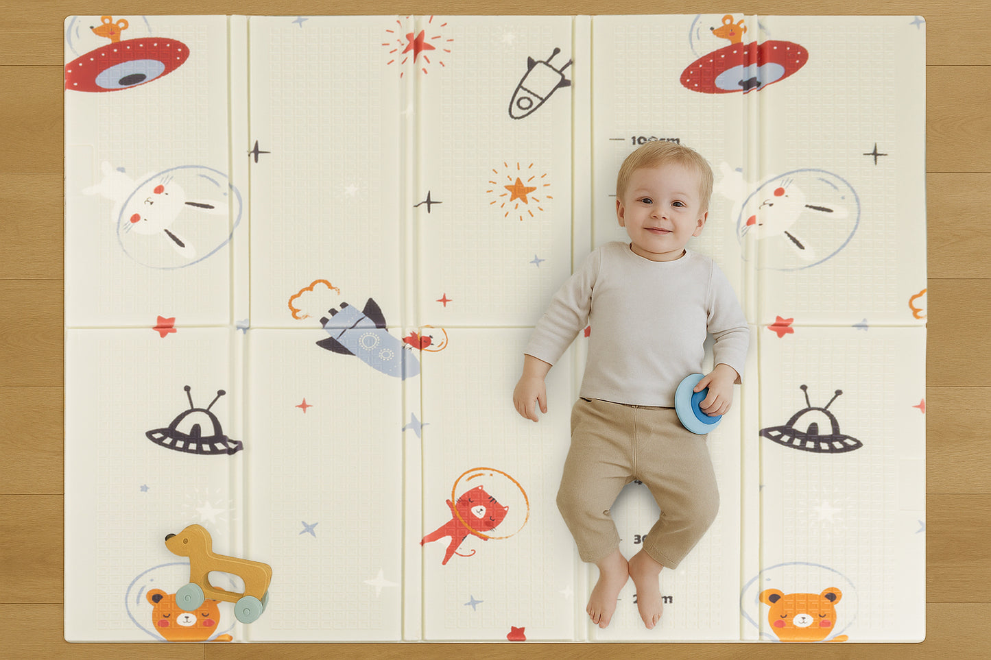 Almar Baby Alfombra Bebe Acolchada 1cm de Grosor Plegable Reversible Tapete de Actividades para Bebes y niños Modelo 1