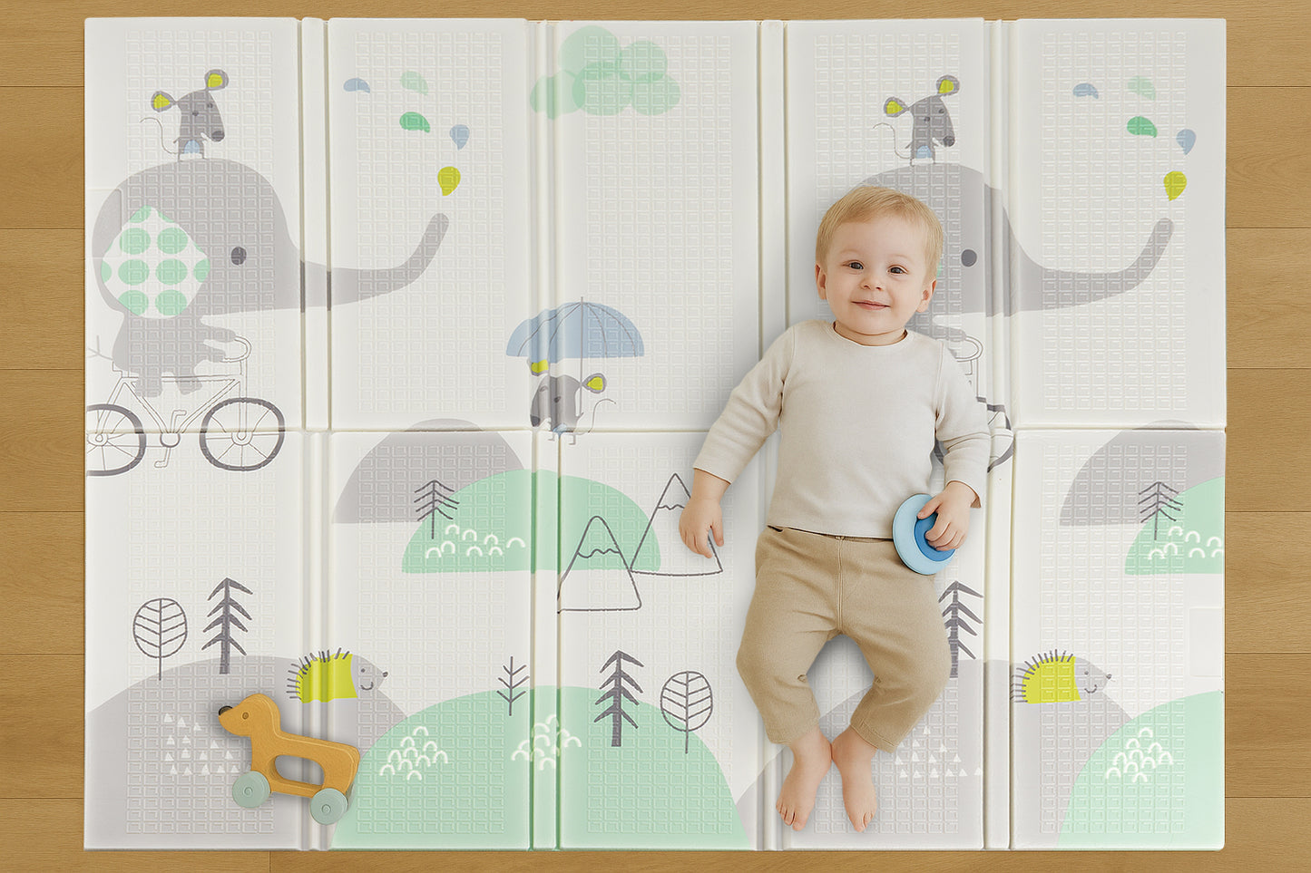Almar Baby Alfombra Bebe Acolchada 1cm de Grosor Plegable Reversible Tapete de Actividades para Bebes y niños Modelo 2