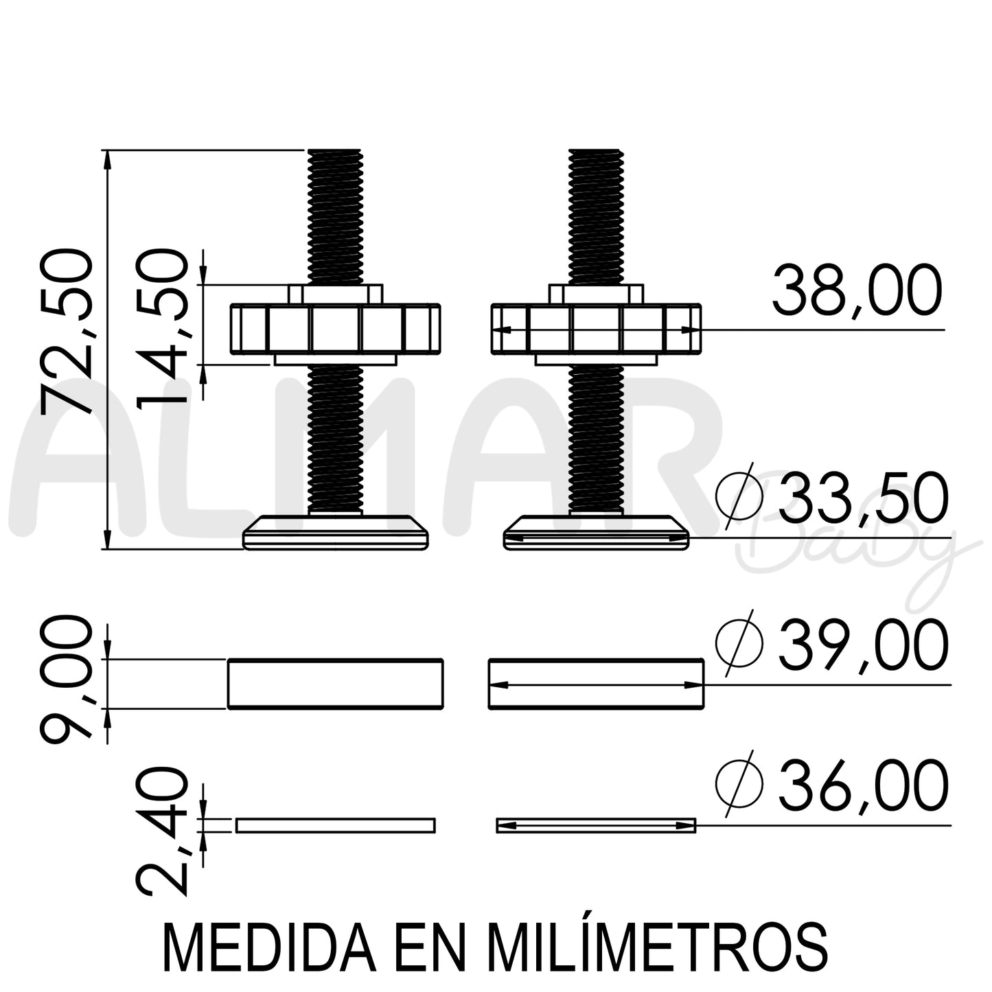 ALMAR Baby Barrera de seguridad de 75 a 82cm para puertas, pasillos o escaleras para niños o mascotas con cierre de seguridad