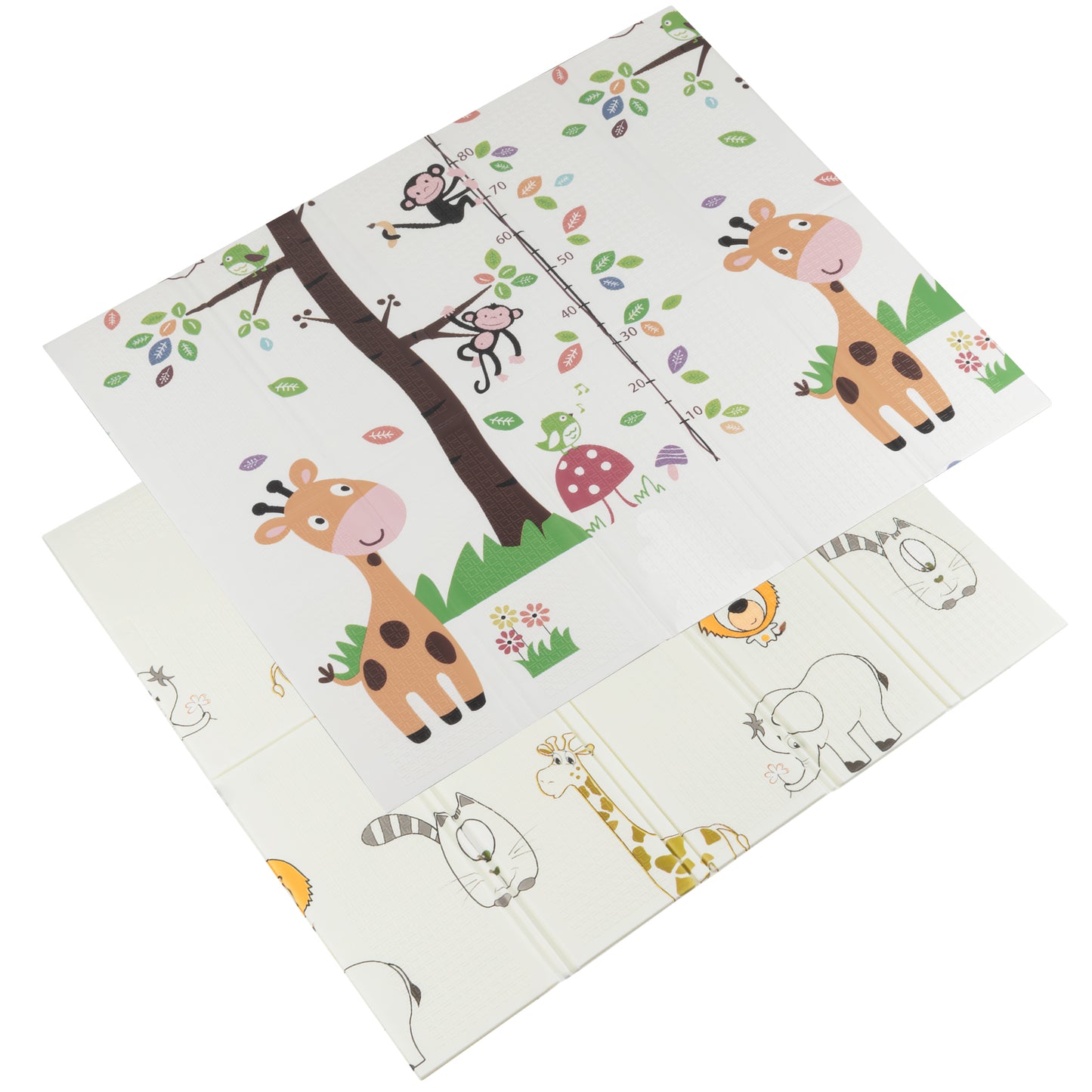 Alfombra para Bebe Acolchada Plegable 1cm de Grosor Reversible Tapete de Actividades y Gateo para Bebes Recién Nacido y Niño Espuma Alta Densidad Animales de la Sabana