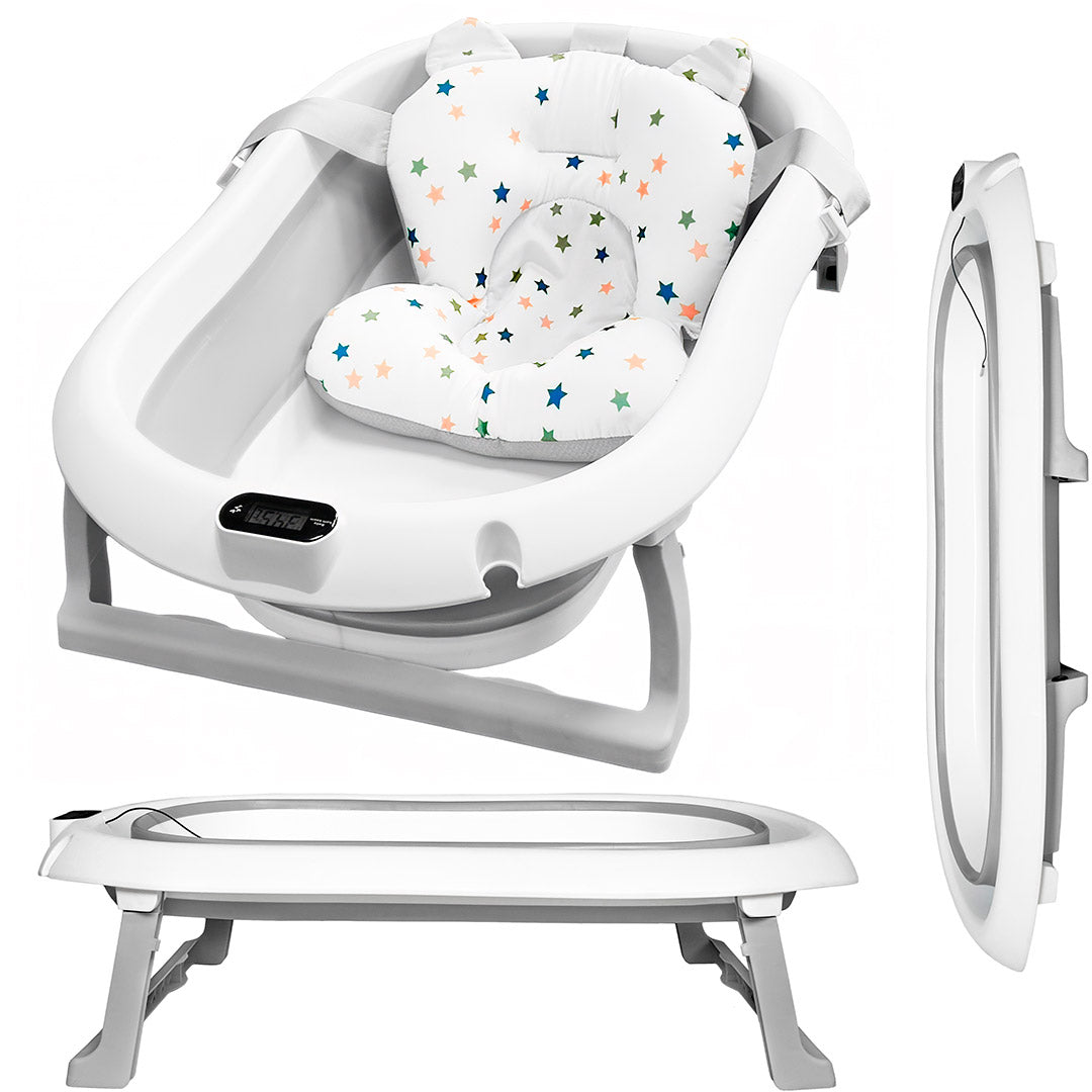 ALMAR Baby Bañera plegable bebé con termómetro cojín reductor e indicador de temperatura compacta
