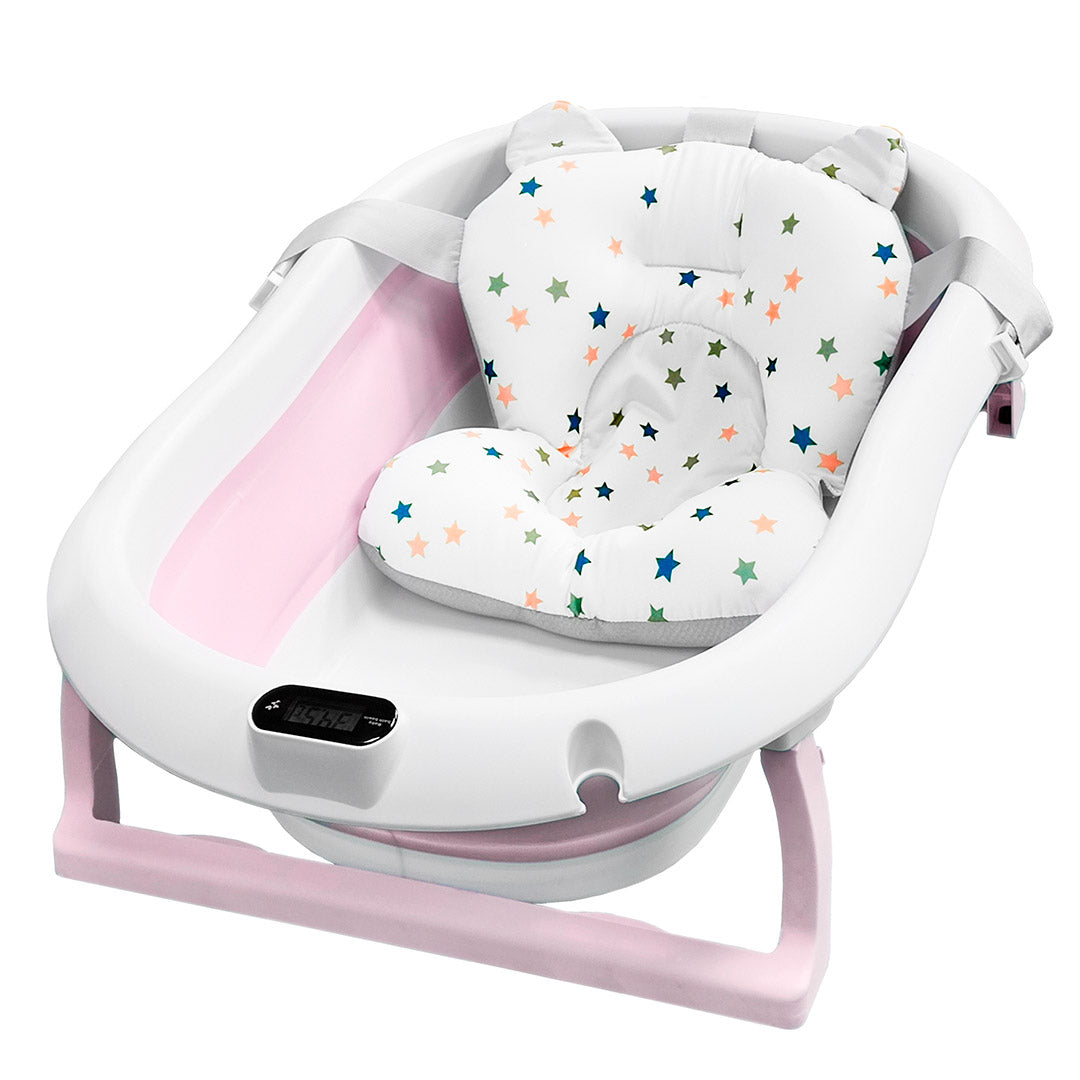 ALMAR Baby Bañera plegable bebé con termómetro cojín reductor e indicador de temperatura compacta