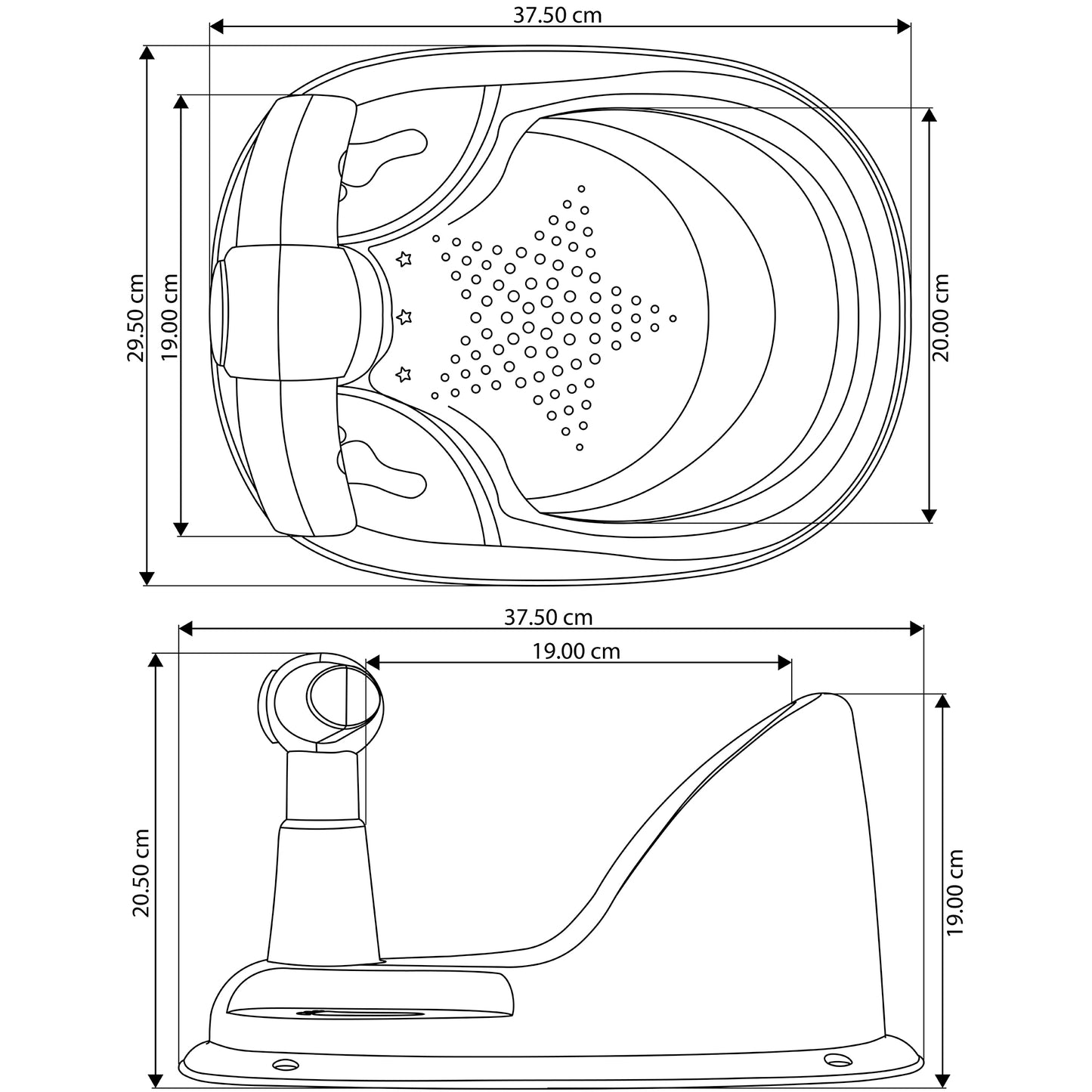 ALMAR Baby Asiento para el baño del bebe para ducha o bañera con forma de moto con ventosas