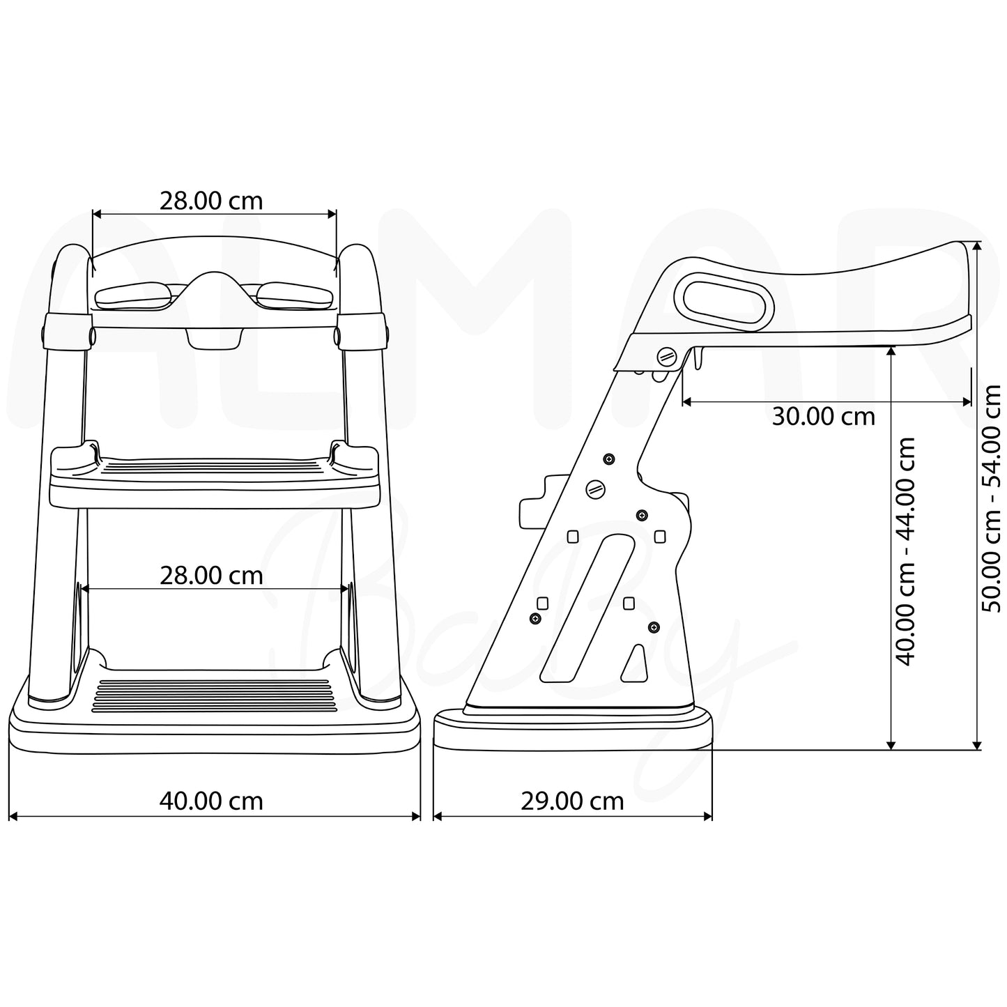 ALMAR Baby Escalera wc para niños plegable gris y blanco adaptador para el baño