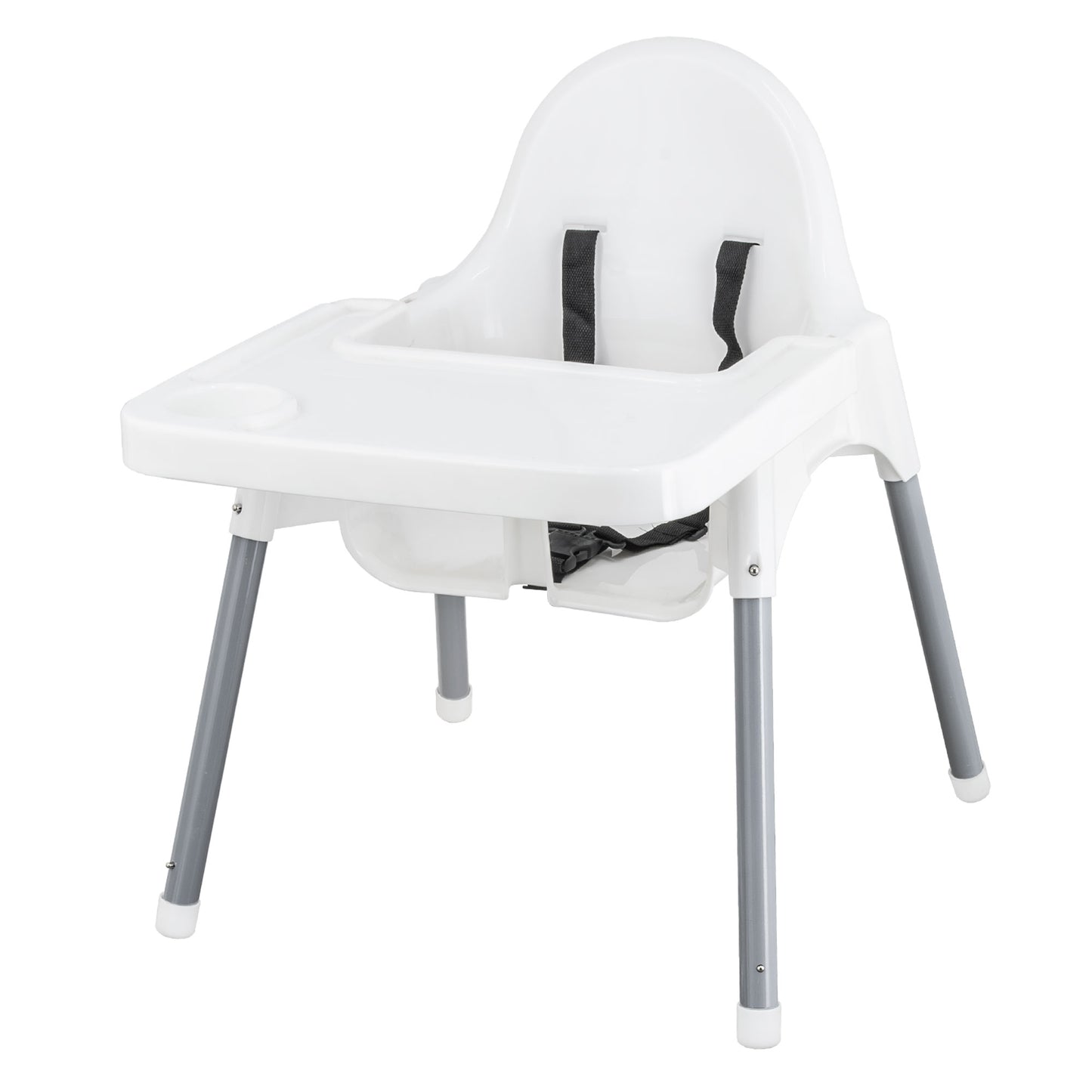 ALMAR Baby Trona para Bebé con Bandeja Extraíble y Arnés de Seguridad – Silla de Comer Infantil Estable, Fácil de Limpiar y Montaje Rápido – Color Blanco y Gris