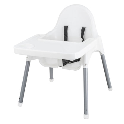ALMAR Baby Trona para Bebé con Bandeja Extraíble y Arnés de Seguridad – Silla de Comer Infantil Estable, Fácil de Limpiar y Montaje Rápido – Color Blanco y Gris