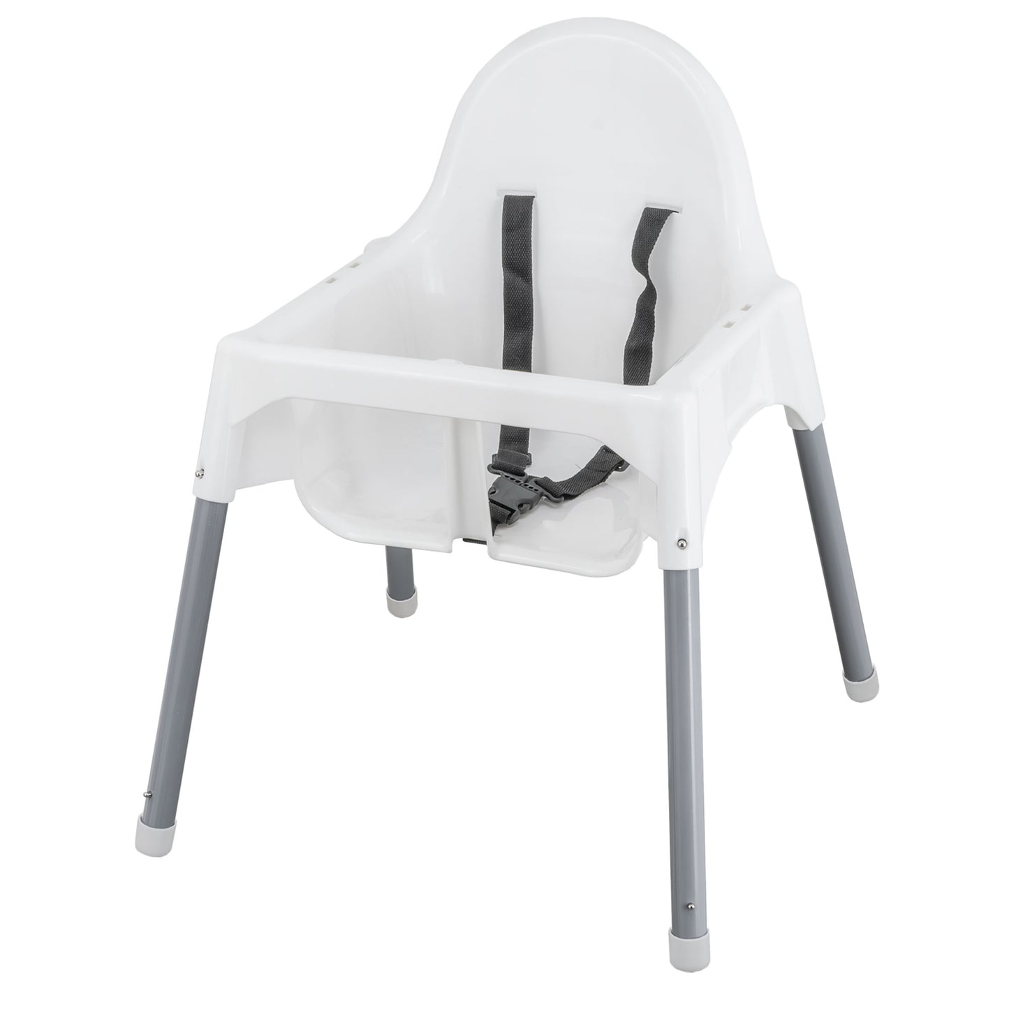 ALMAR Baby Trona para Bebé con Bandeja Extraíble y Arnés de Seguridad – Silla de Comer Infantil Estable, Fácil de Limpiar y Montaje Rápido – Color Blanco y Gris