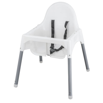 ALMAR Baby Trona para Bebé con Bandeja Extraíble y Arnés de Seguridad – Silla de Comer Infantil Estable, Fácil de Limpiar y Montaje Rápido – Color Blanco y Gris