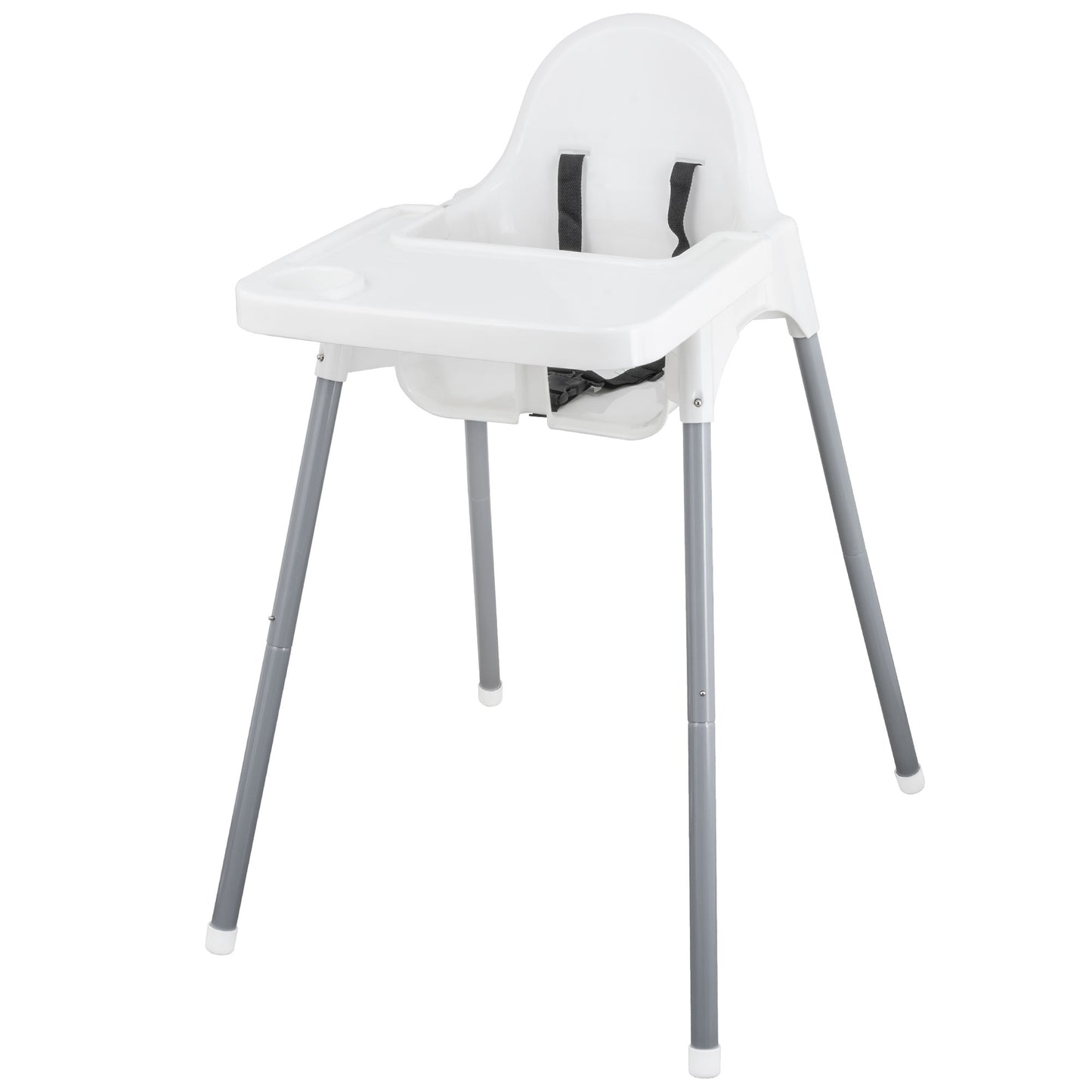 ALMAR Baby Trona para Bebé con Bandeja Extraíble y Arnés de Seguridad – Silla de Comer Infantil Estable, Fácil de Limpiar y Montaje Rápido – Color Blanco y Gris
