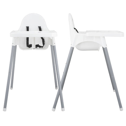 ALMAR Baby Trona para Bebé con Bandeja Extraíble y Arnés de Seguridad – Silla de Comer Infantil Estable, Fácil de Limpiar y Montaje Rápido – Color Blanco y Gris