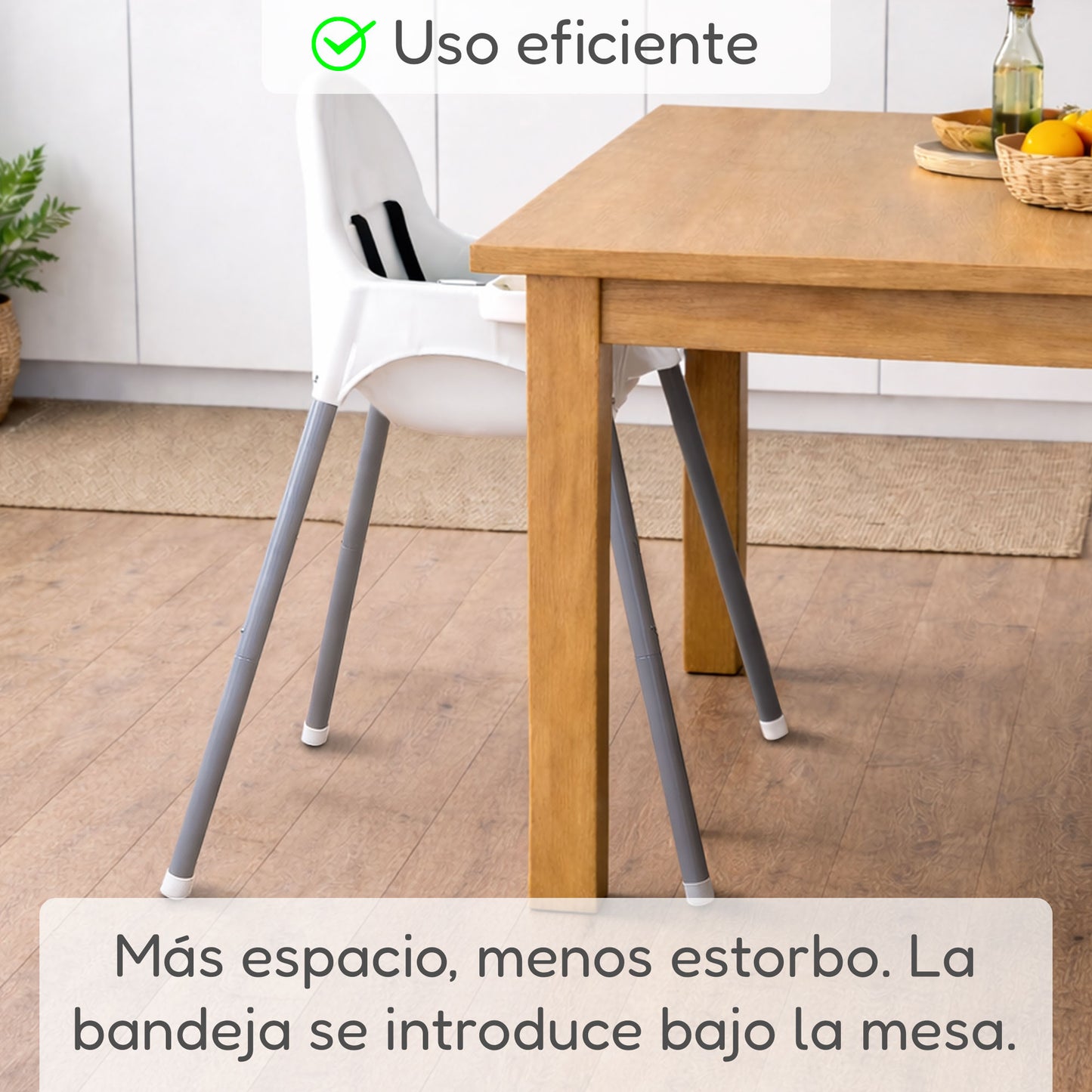 ALMAR Baby Trona para Bebé con Bandeja Extraíble y Arnés de Seguridad – Silla de Comer Infantil Estable, Fácil de Limpiar y Montaje Rápido – Color Blanco y Gris