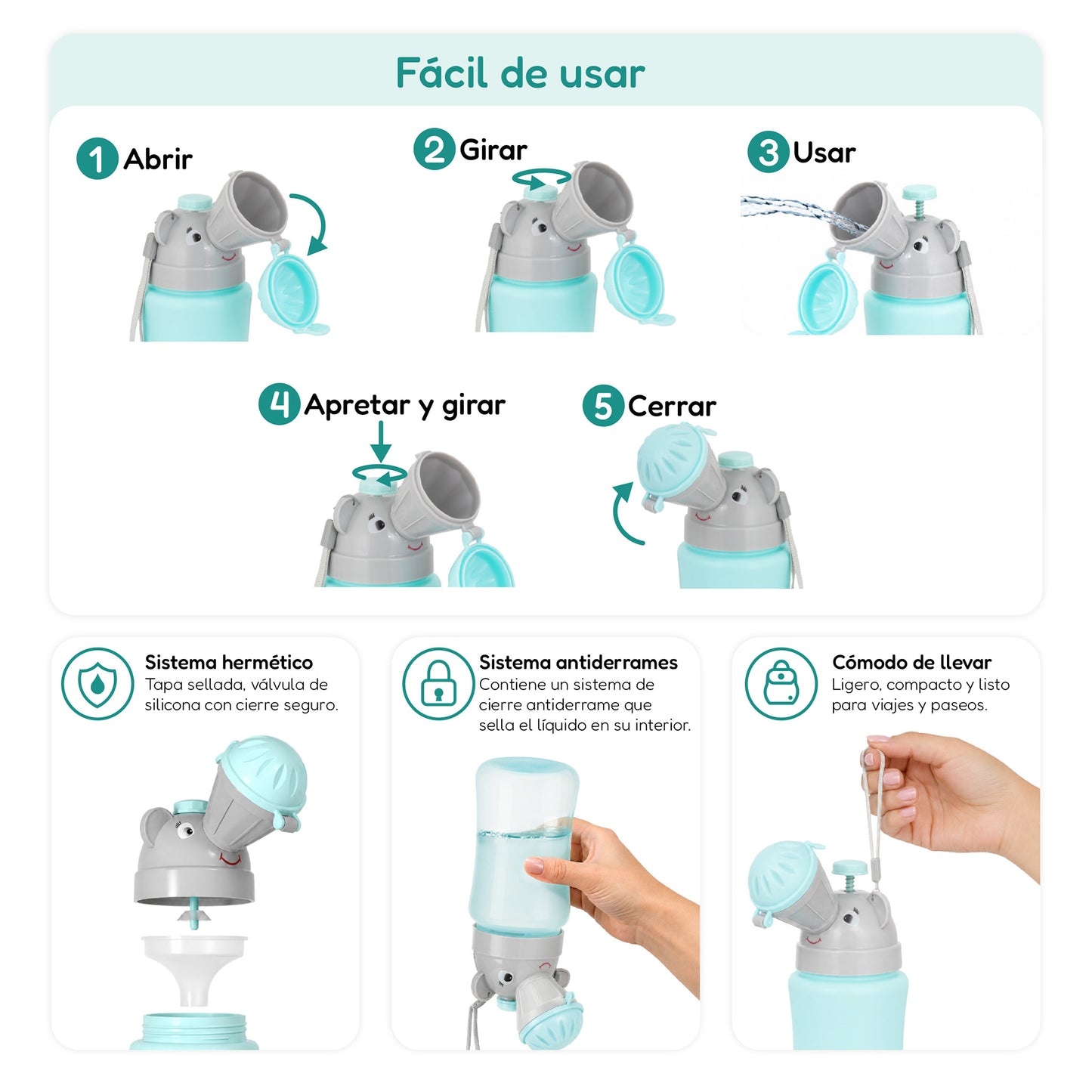 ALMAR Baby Orinal portátil infantil antiderrames para niños