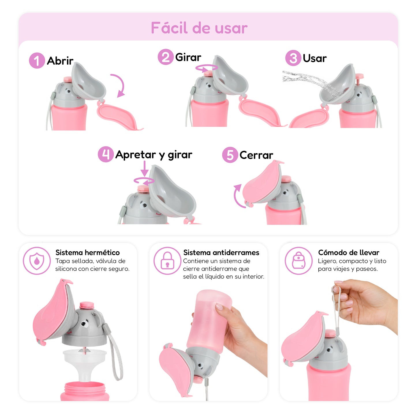 ALMAR Baby Orinal portátil infantil antiderrames para niños