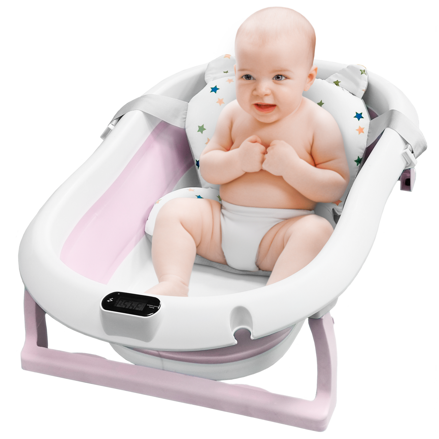 ALMAR Baby Bañera plegable bebé con termómetro cojín reductor para rec