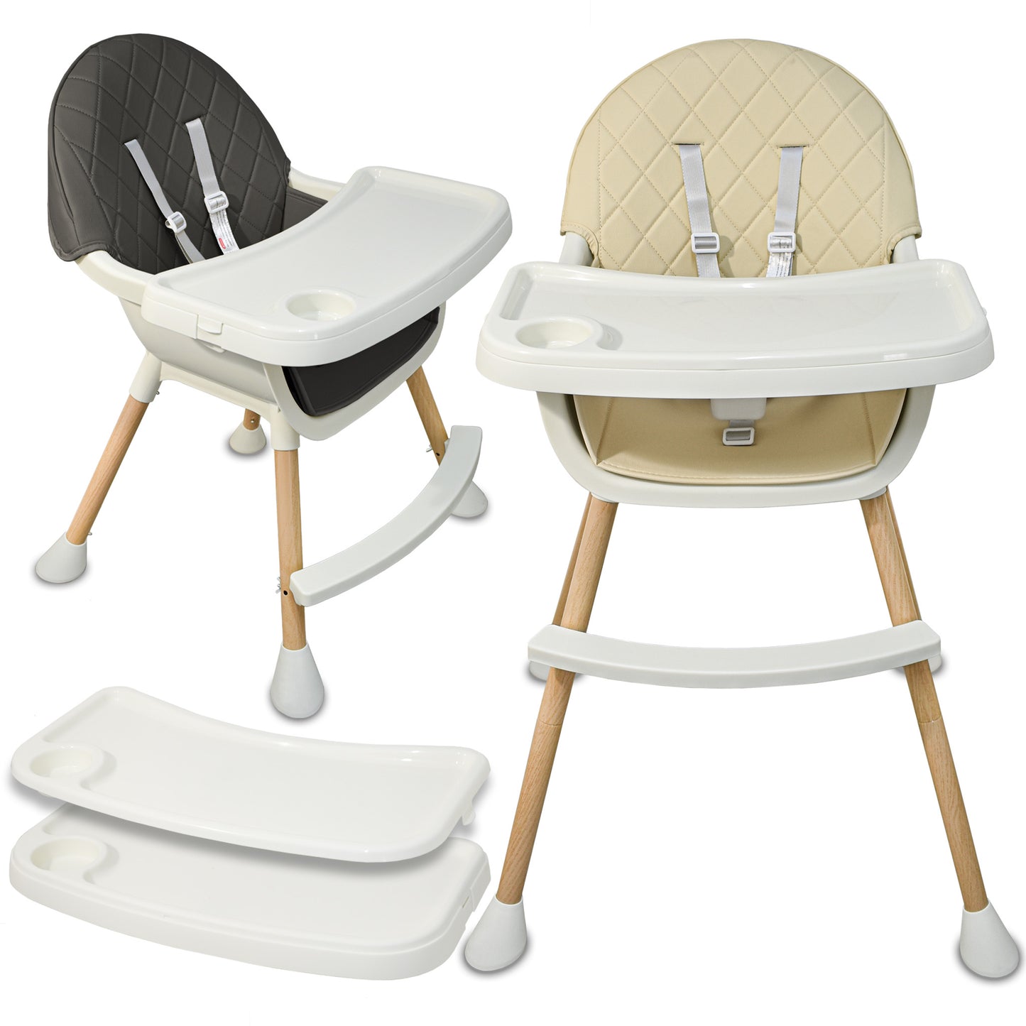 ALMAR Baby Trona para bebe 2 en 1 convertible en trona baja con asiento acolchado y bandeja trona para comer evolutiva de 6 a 36 meses