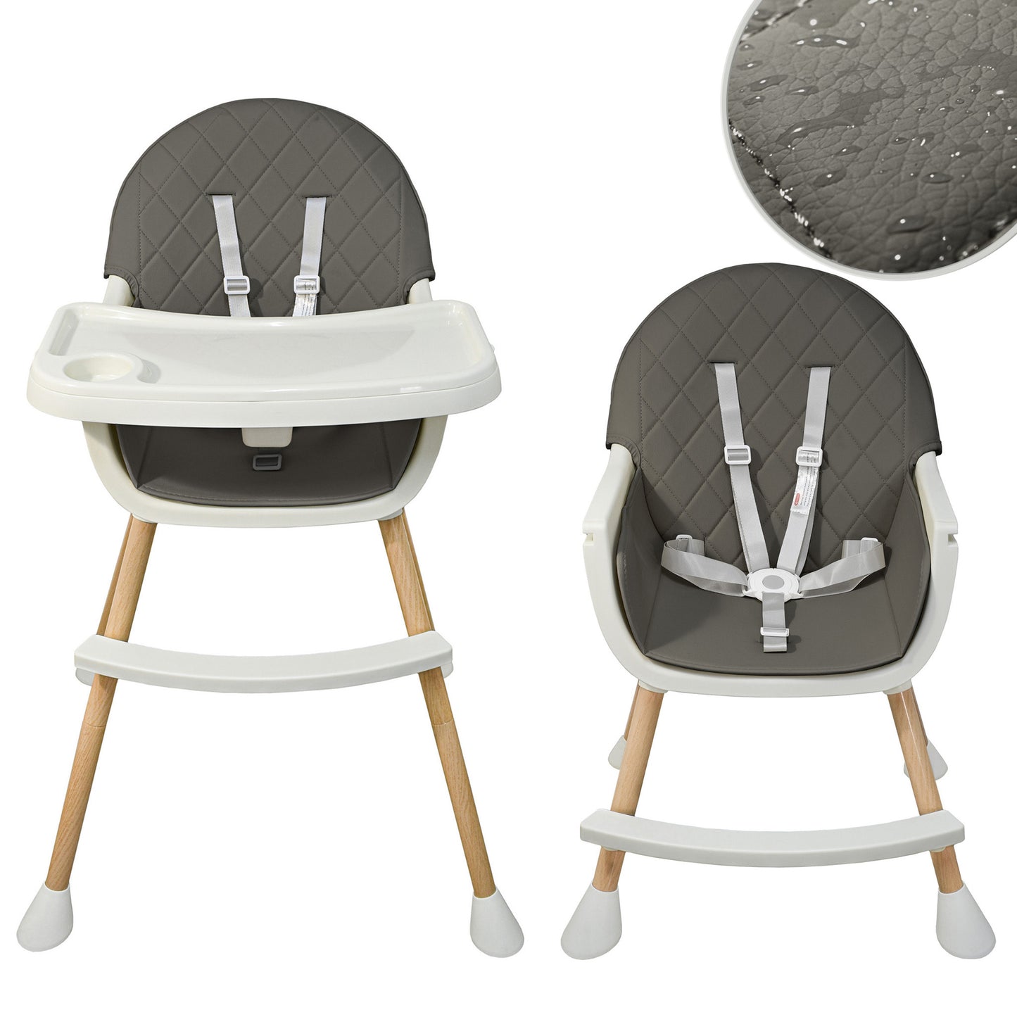 ALMAR Baby Trona para bebe 2 en 1 convertible en trona baja con asiento acolchado y bandeja trona para comer evolutiva de 6 a 36 meses