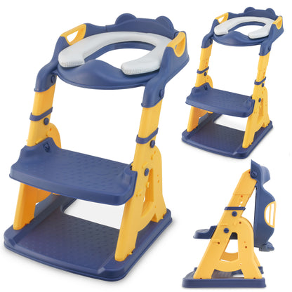 Escalera wc - Asiento Inodoro Infantil con Escalera  – Reductor WC para Niño o Niña, con Peldaños Antideslizantes y Asiento Suave – Entrenador de Baño para Niños de 1 a 7 Años