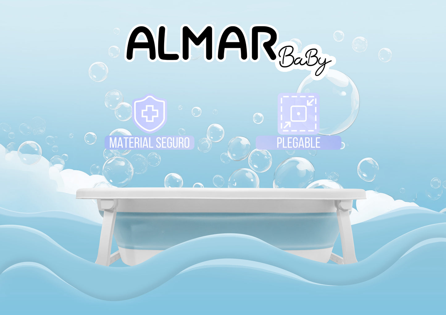 ALMAR Baby Bañera plegable para bebe plegado compacto con antideslizante