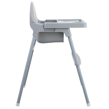 Almar Baby Trona Bebé con Bandeja Extraíble y Reposapiés – Silla de Comer para Bebés Segura y Estable, Trona Infantil Fácil de Limpiar, Color Blanco y Gris