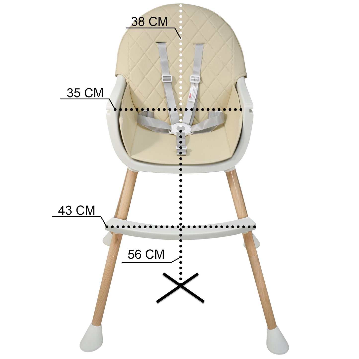 ALMAR Baby Trona para bebe 2 en 1 convertible en trona baja con asiento acolchado y bandeja trona para comer evolutiva de 6 a 36 meses