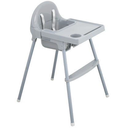 Almar Baby Trona Bebé con Bandeja Extraíble y Reposapiés – Silla de Comer para Bebés Segura y Estable, Trona Infantil Fácil de Limpiar, Color Blanco y Gris