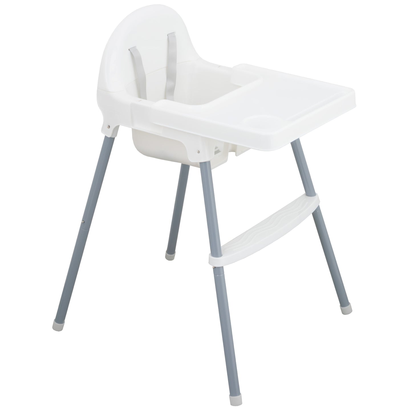 Almar Baby Trona Bebé con Bandeja Extraíble y Reposapiés – Silla de Comer para Bebés Segura y Estable, Trona Infantil Fácil de Limpiar, Color Blanco y Gris