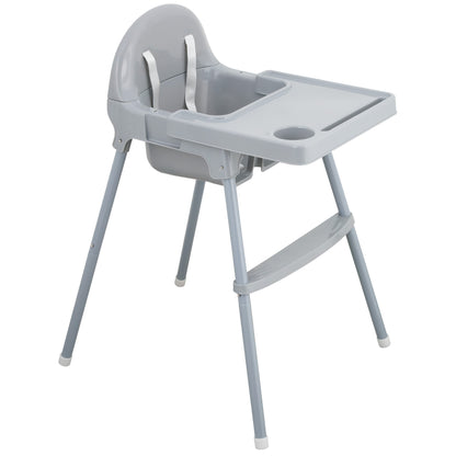 Almar Baby Trona Bebé con Bandeja Extraíble y Reposapiés – Silla de Comer para Bebés Segura y Estable, Trona Infantil Fácil de Limpiar, Color Blanco y Gris