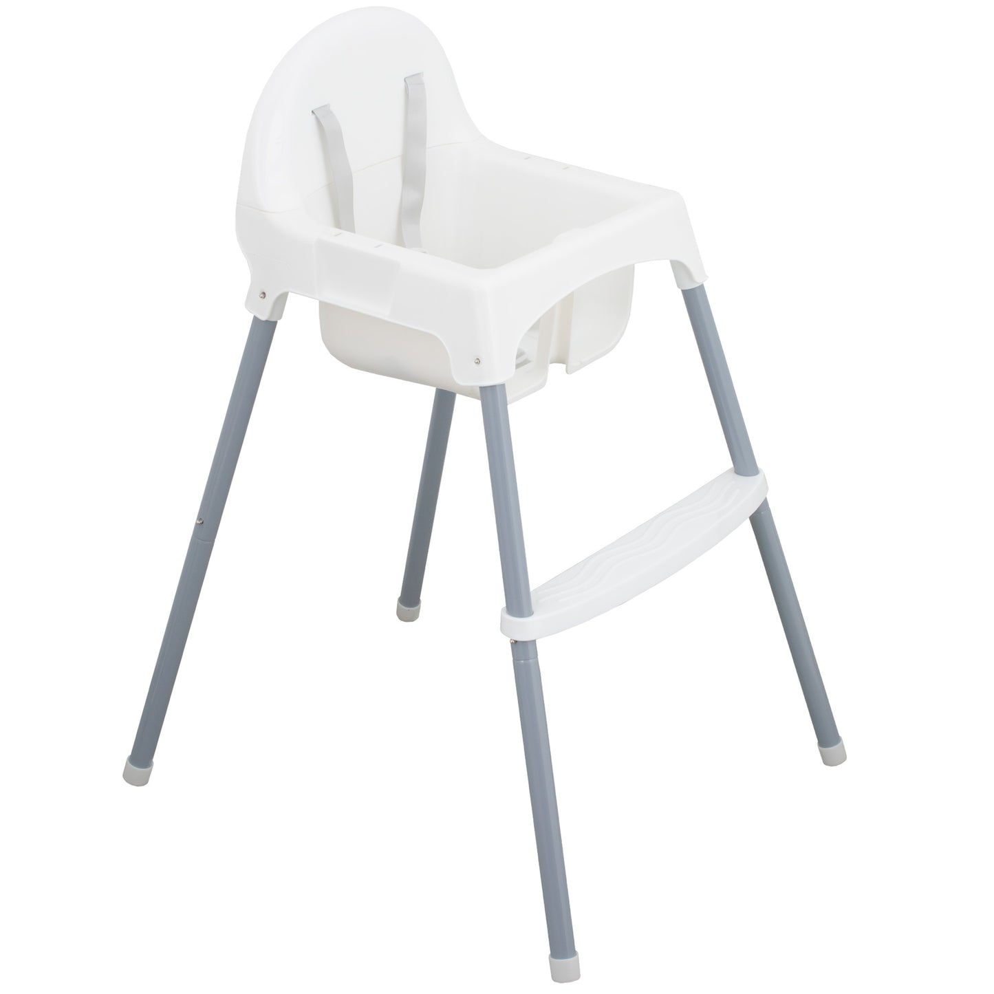 Almar Baby Trona Bebé con Bandeja Extraíble y Reposapiés – Silla de Comer para Bebés Segura y Estable, Trona Infantil Fácil de Limpiar, Color Blanco y Gris