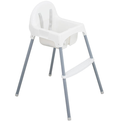 Almar Baby Trona Bebé con Bandeja Extraíble y Reposapiés – Silla de Comer para Bebés Segura y Estable, Trona Infantil Fácil de Limpiar, Color Blanco y Gris