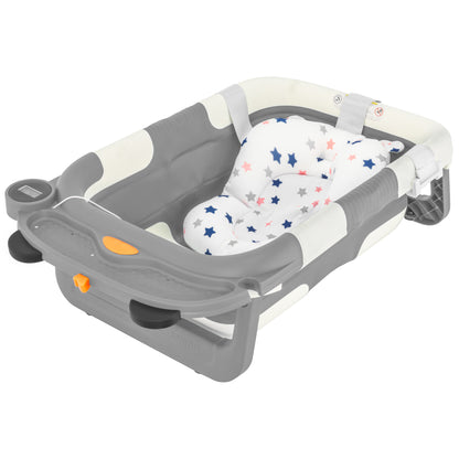 ALMAR Baby Bañera plegable compacta con cojín reductor y termómetro