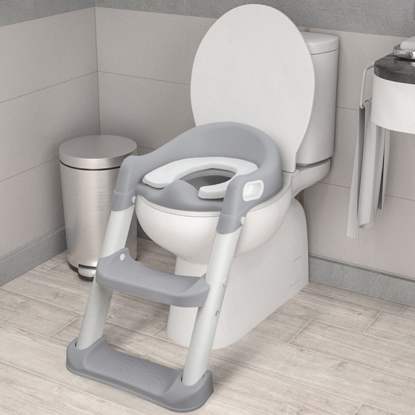 ALMAR Baby Adaptador WC con escalera para niños plegable, reductor de inodoro con cojín