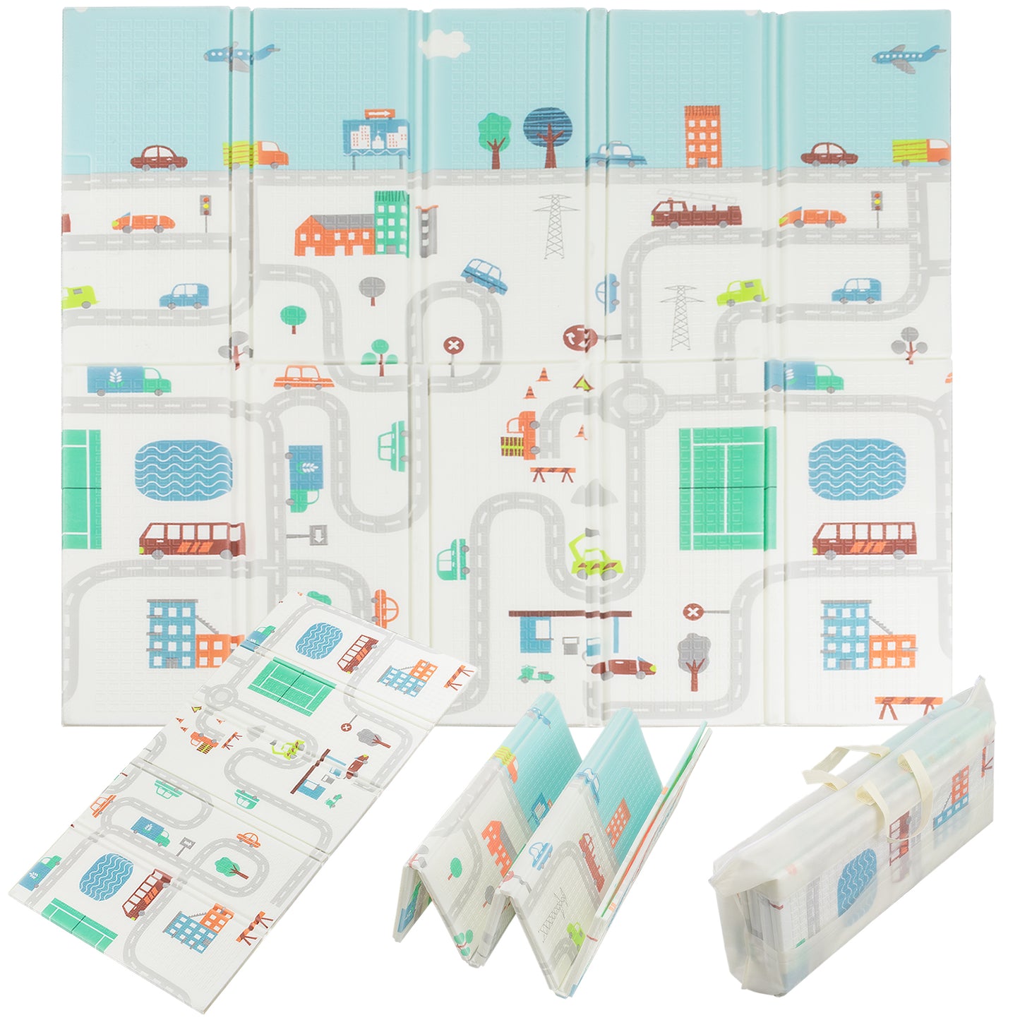 Almar Baby Alfombra Bebe Acolchada 1cm de Grosor Plegable Reversible Tapete de Actividades para Bebes y niños Modelo 3