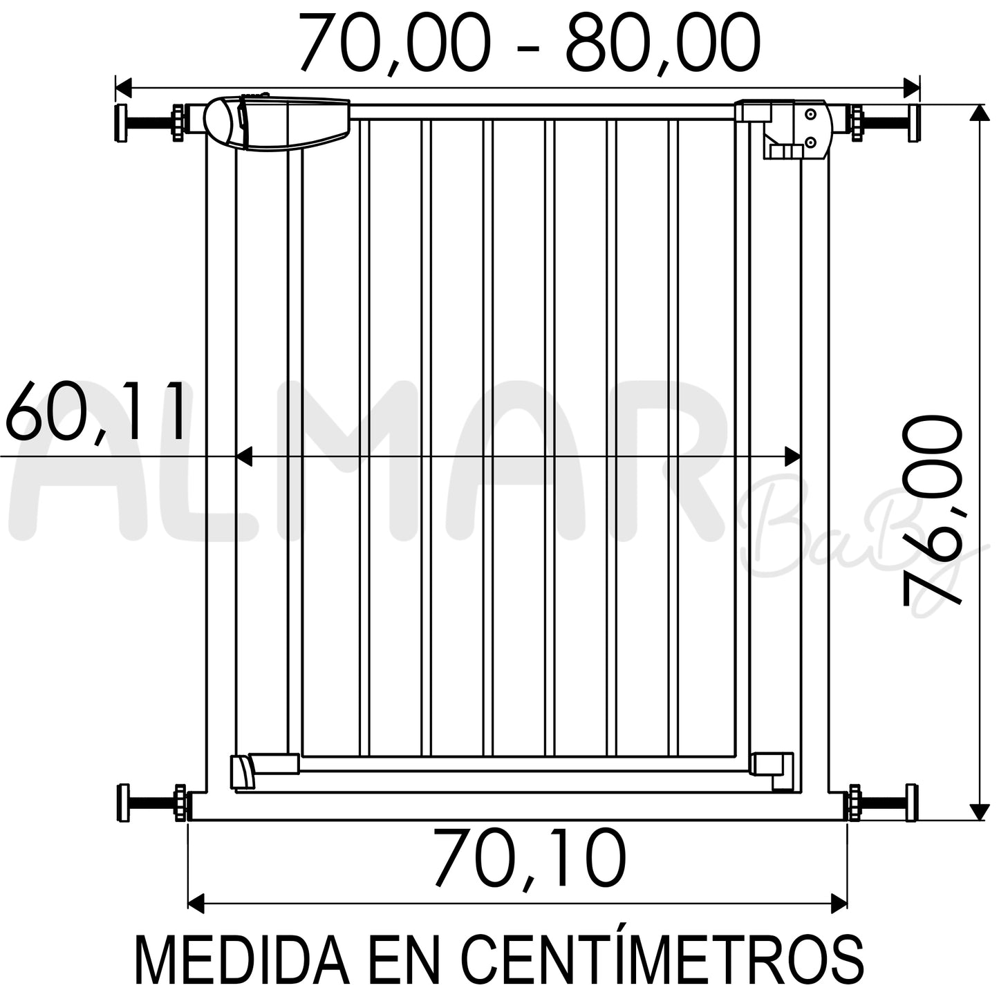 Almar Baby Barrera de seguridad para puertas, pasillos o escaleras para niños o mascotas con cierre de seguridad