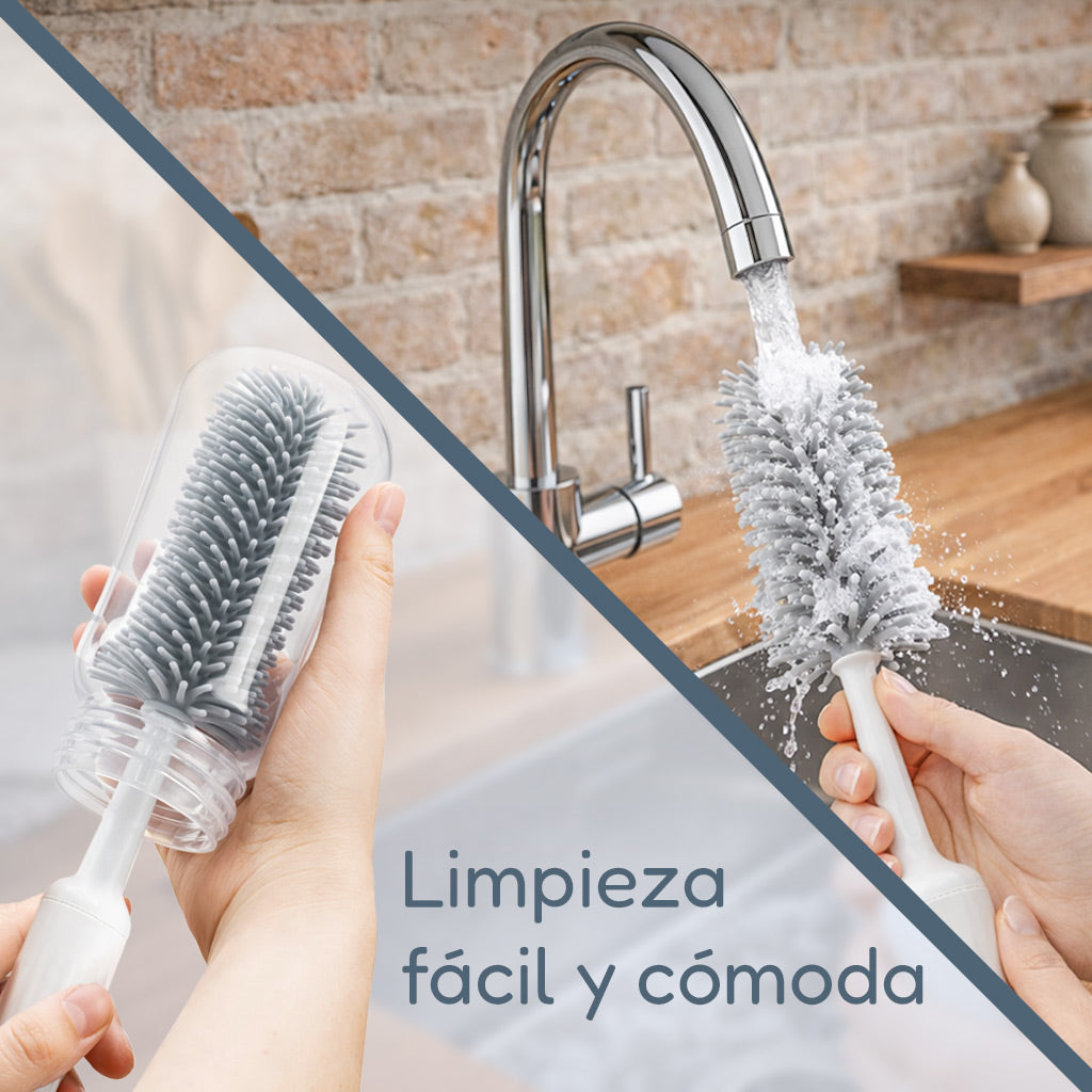 Almar Baby Set Limpia Biberones y Tetinas – Cepillo Biberón de Silicona con Soporte de Secado, Cepillo Tetina, Cepillo Pajitas y Cepillo Limpieza, Kit Limpieza Biberones Completo