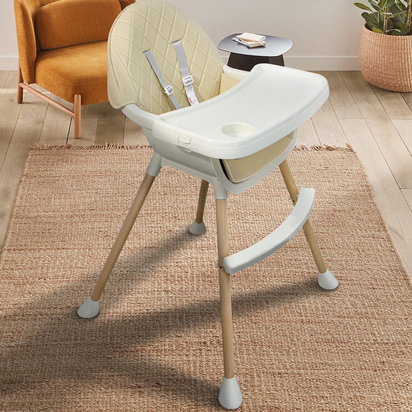 ALMAR Baby Trona para bebe 2 en 1 convertible en trona baja con asiento acolchado y bandeja trona para comer evolutiva de 6 a 36 meses