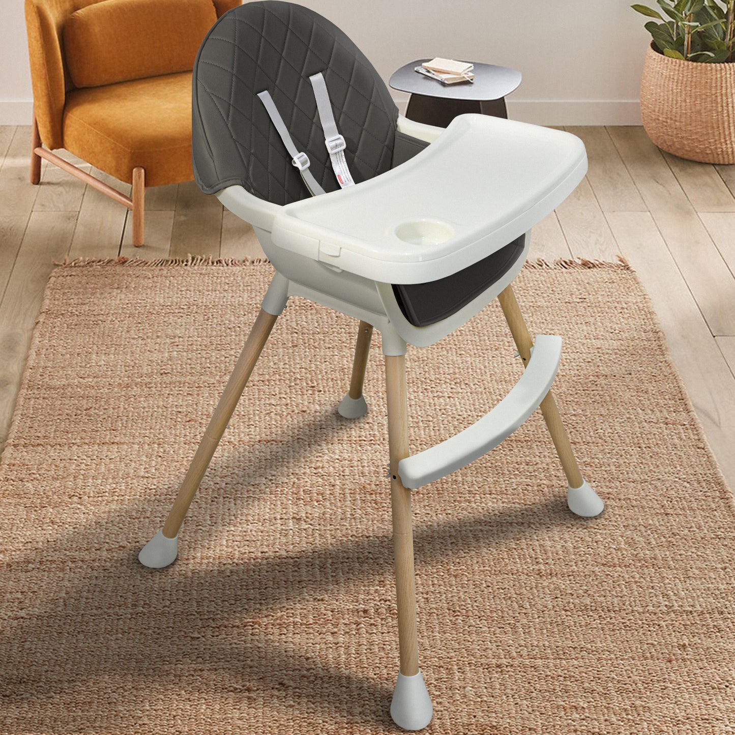 ALMAR Baby Trona para bebe 2 en 1 convertible en trona baja con asiento acolchado y bandeja trona para comer evolutiva de 6 a 36 meses