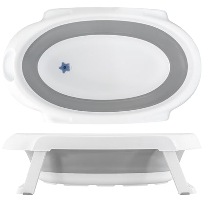 ALMAR Baby Bañera plegable para bebe con patas con tapón y antideslizante bañera portátil