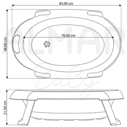 ALMAR Baby Bañera plegable para bebe con patas con tapón y antideslizante bañera portátil
