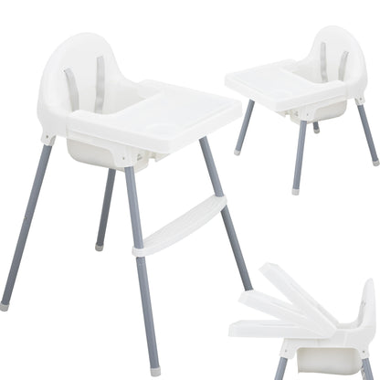 Almar Baby Trona Bebé con Bandeja Extraíble y Reposapiés – Silla de Comer para Bebés Segura y Estable, Trona Infantil Fácil de Limpiar, Color Blanco y Gris